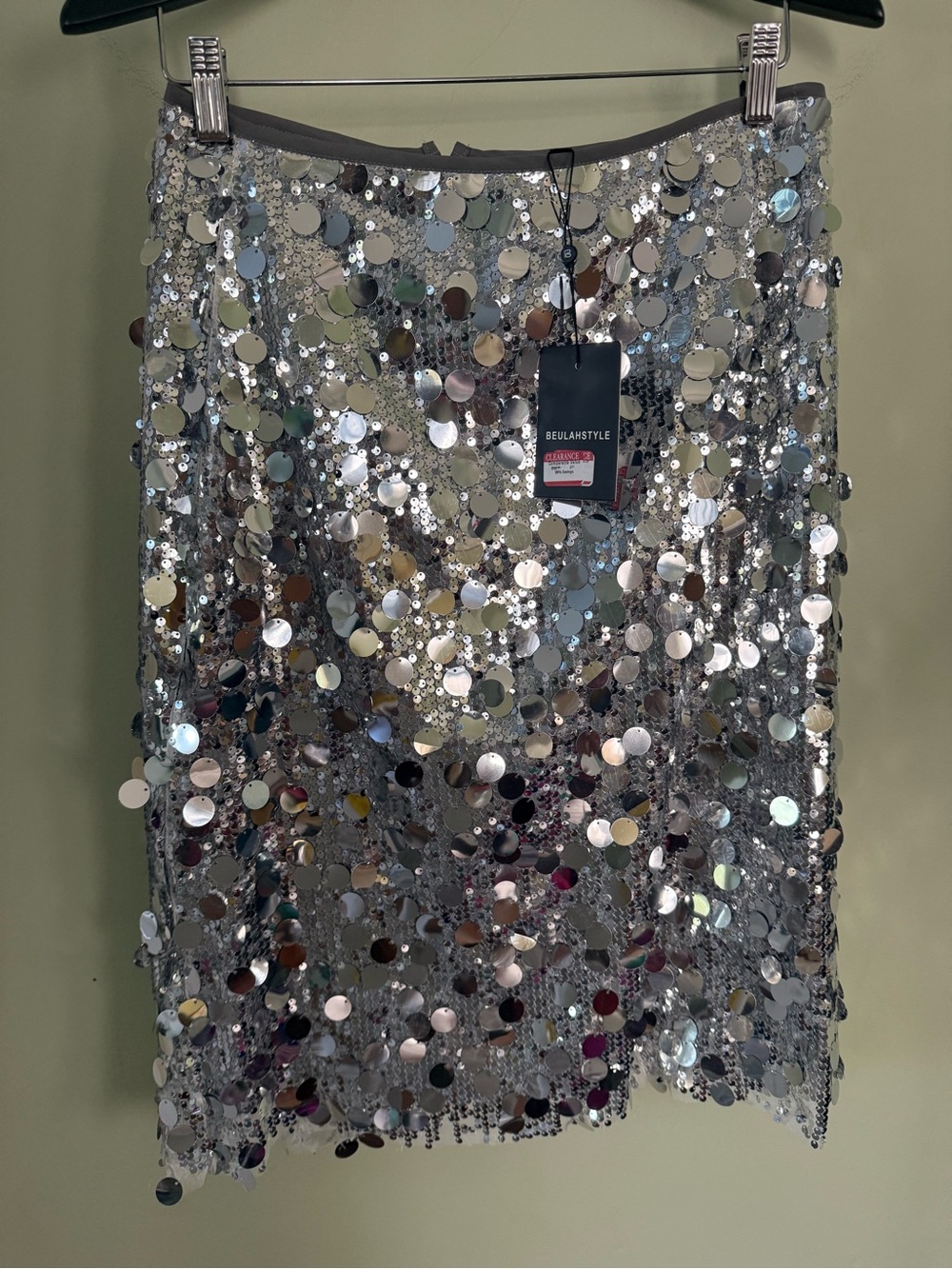 Beulah Silver Sequin Mini Skirt